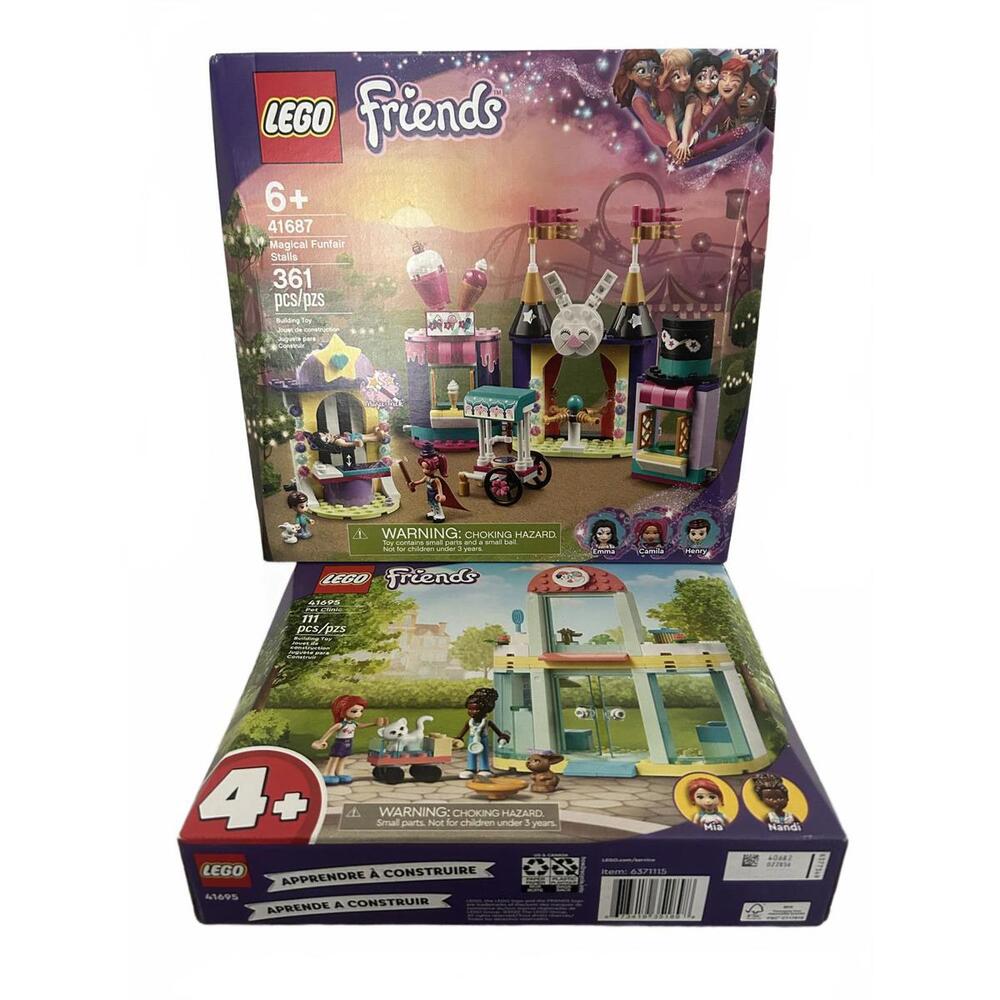 LEGO Friends Magical Funfair Stalls (41687) & Friends Pet Clinic (41695) Lot.